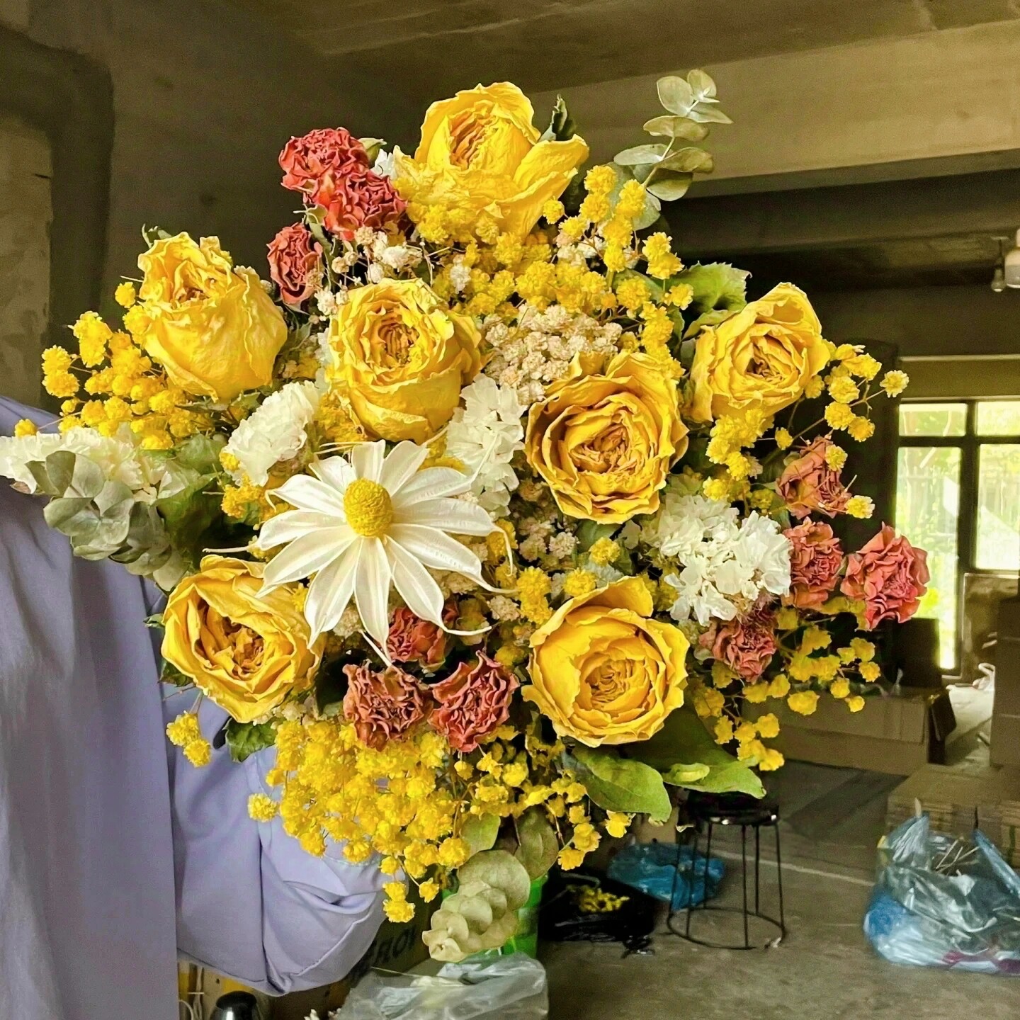 Home Decor Yellow - Natural Dried Yellow Rose & Baby's