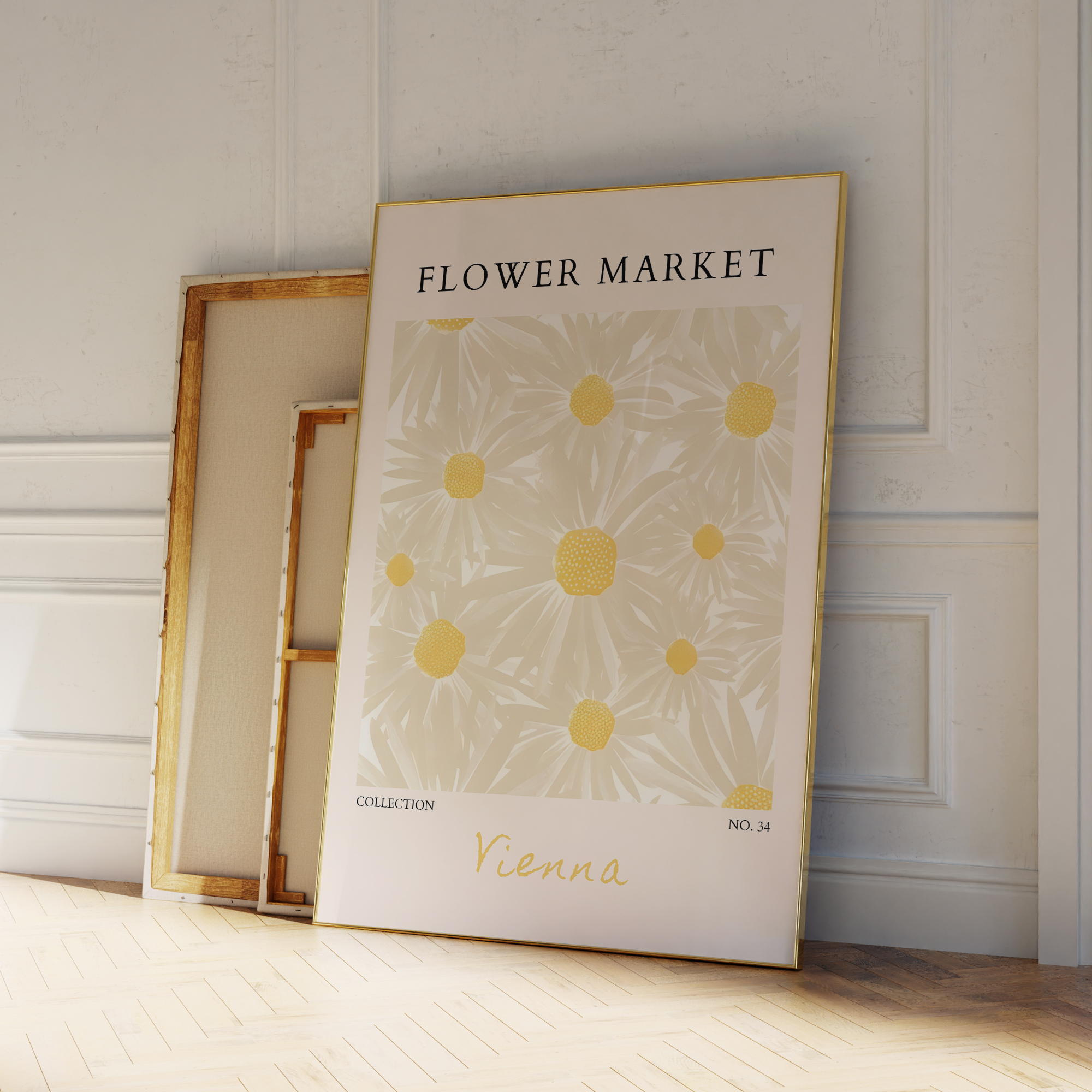 Home Decor Yellow - Modern Flower Market Yellow Flowers Wall