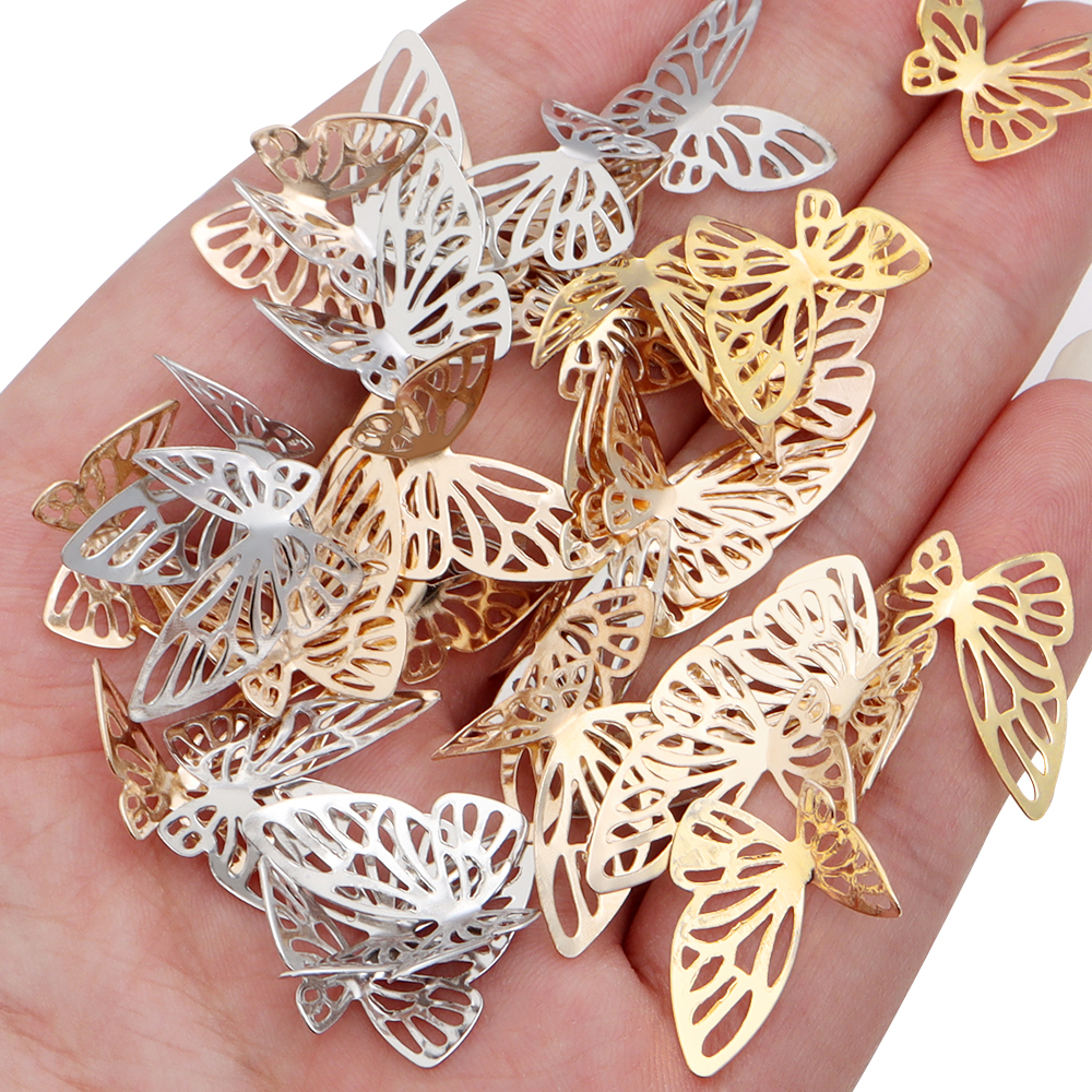 Home Decor Happy - 50-100pcs/lot 19x17mm Metal Iron Hollow Butterfly