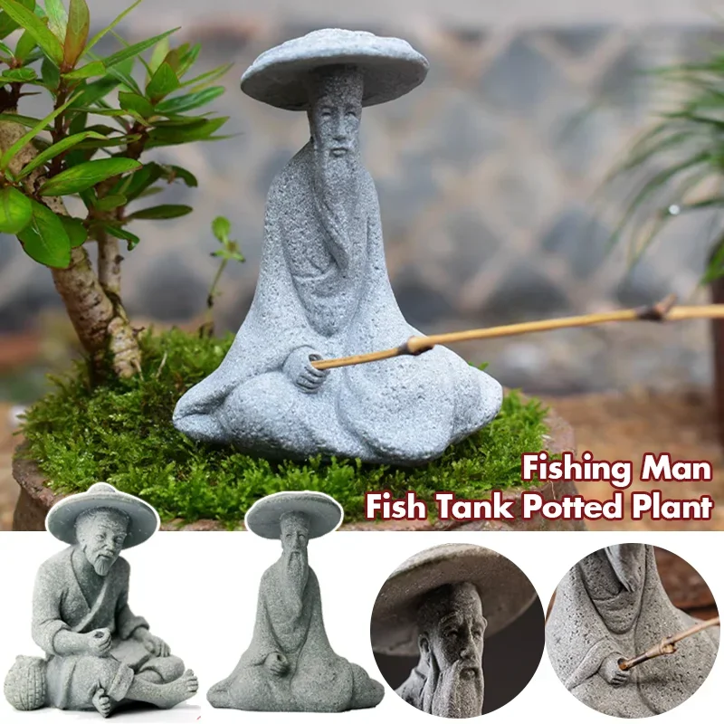 Home Decor Za - 1pc Sitting Old Man Fish Tank