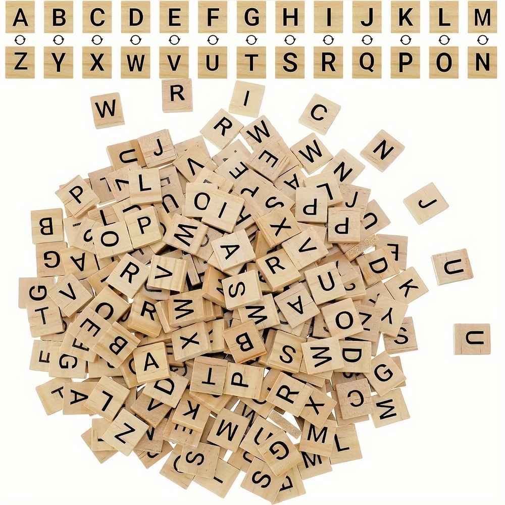 Wooden Letter Sign - 100PCS Wood Letter Scrabble Tiles, Wooden