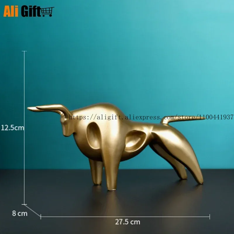 Abstract Sculpture Resin - Golden Bull Cattle Resin Decoration Modern