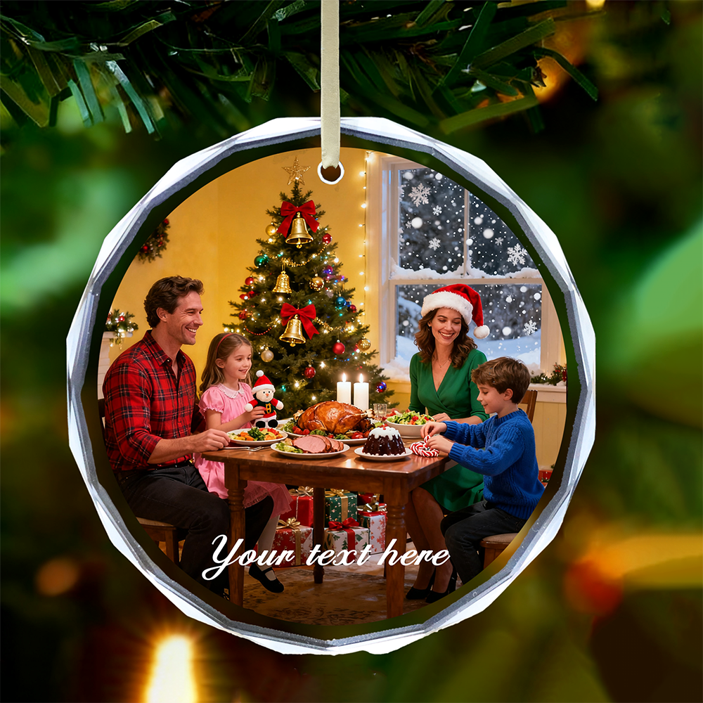 Home Decor Glass - Personalized Christmas Ornament ,Custom Photo Crystal