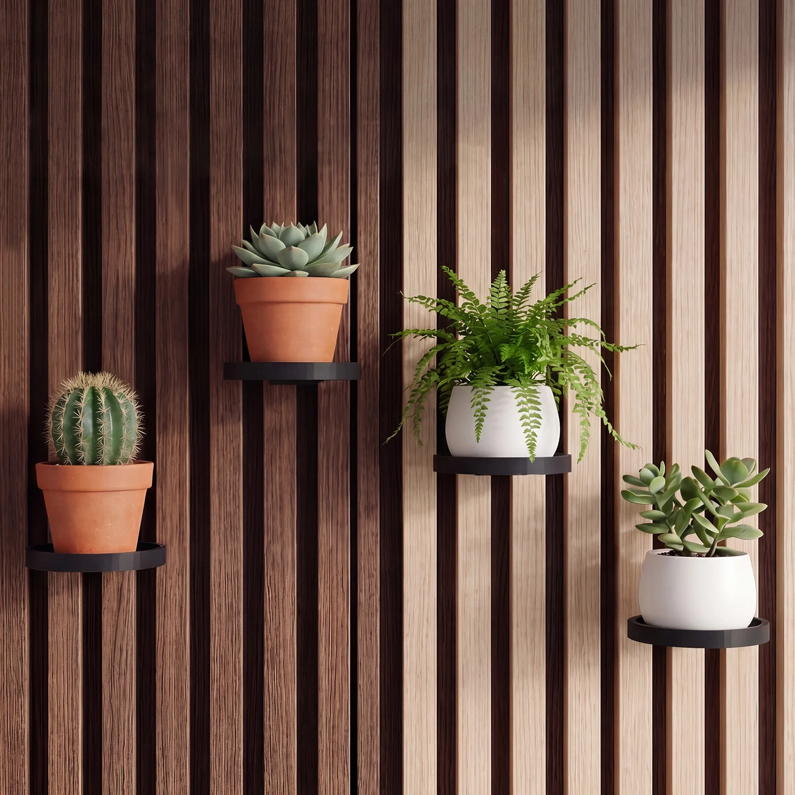 Floating Shelves - 4Pcs Acoustic Panels Plant Holder Black