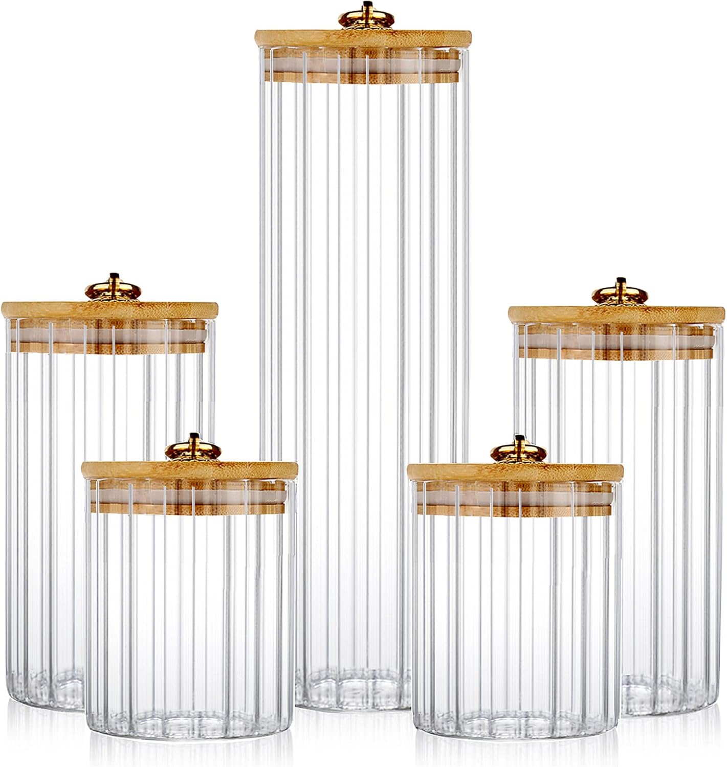 Glass Storage Jars Set of 5, D - Home Decor Glass review and price