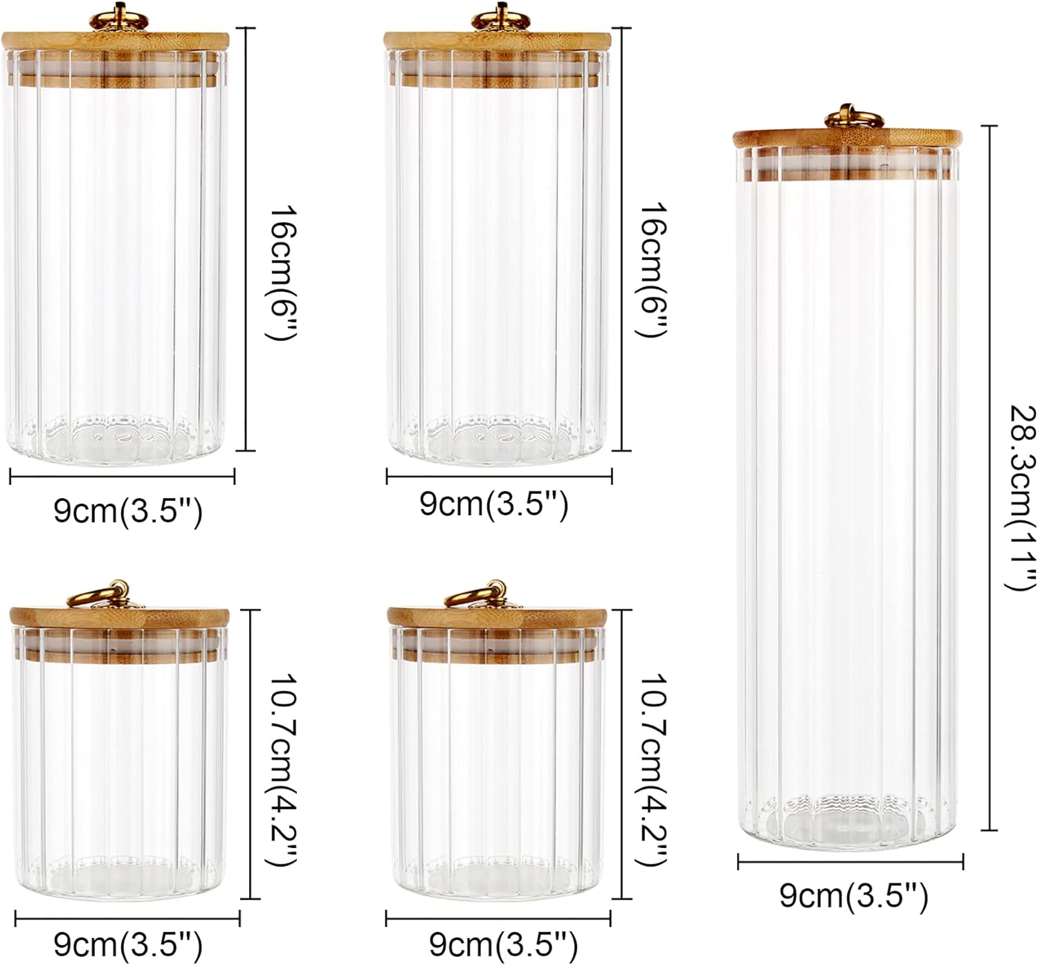 Glass Storage Jars Set of 5, D - Home Decor Glass review and price