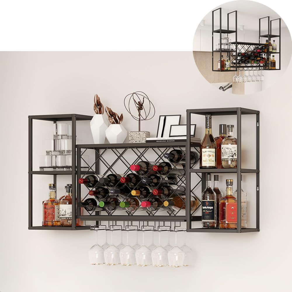 Wine Rack Wall Mounted, Dual I - Floating Shelves review and price