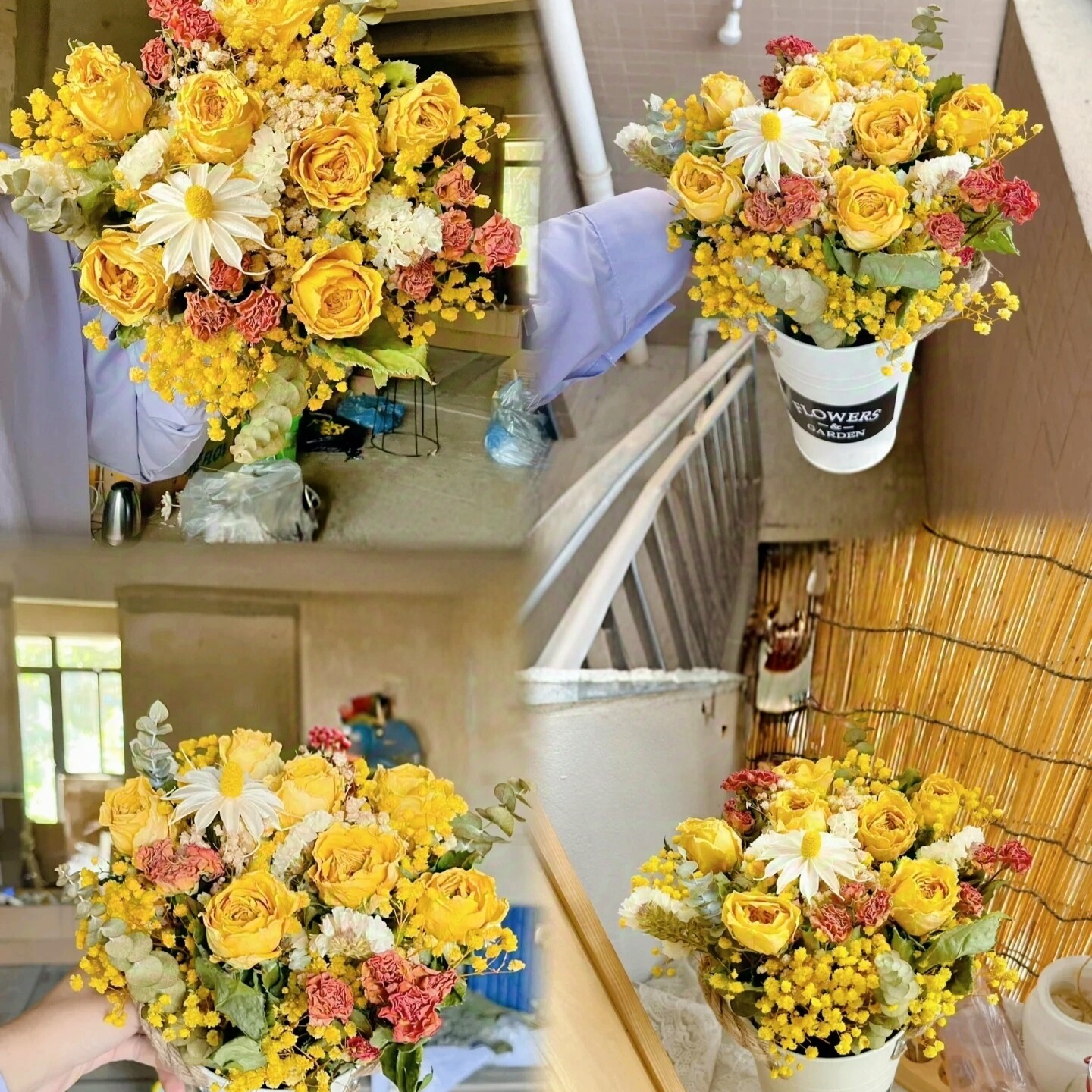 Natural Dried Yellow Rose & Ba - Home Decor Yellow review and price