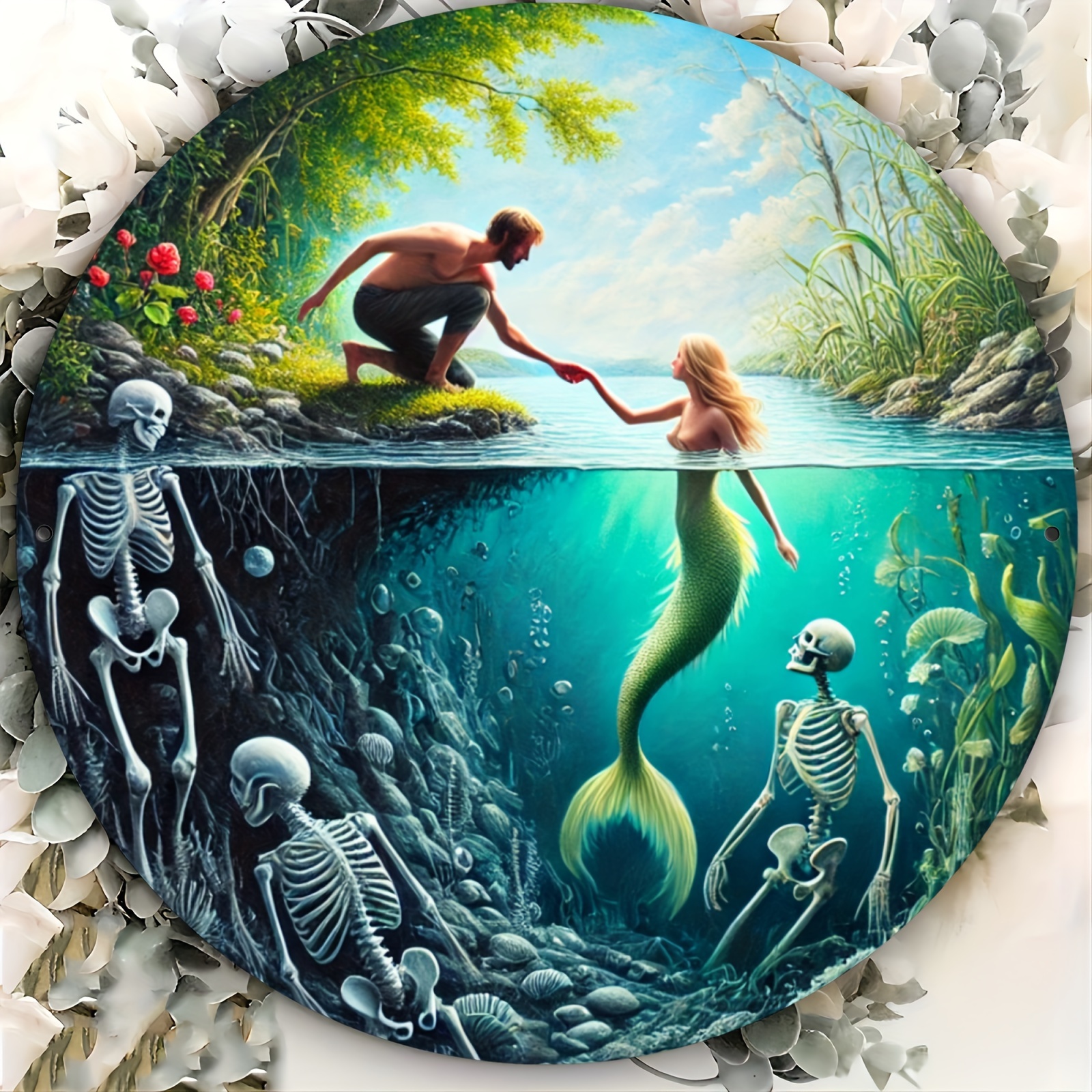 1pc Mermaid Metal Round Alumin - Home Decor Garden Ideas review and price