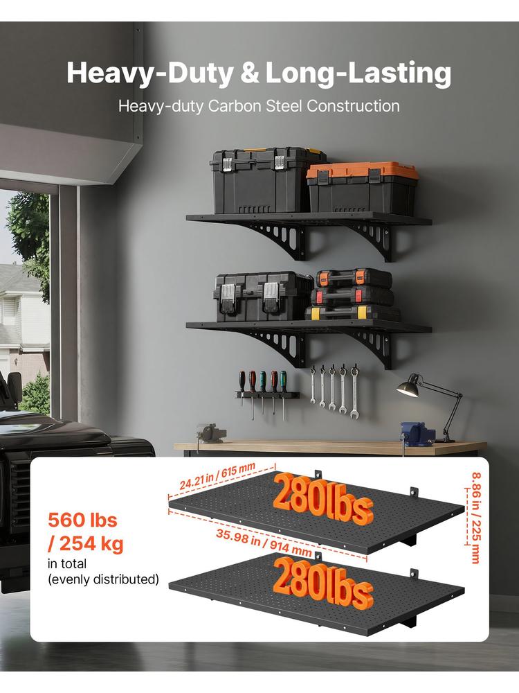 2-Tier Heavy Duty Wall Garage  - Floating Shelves review and price
