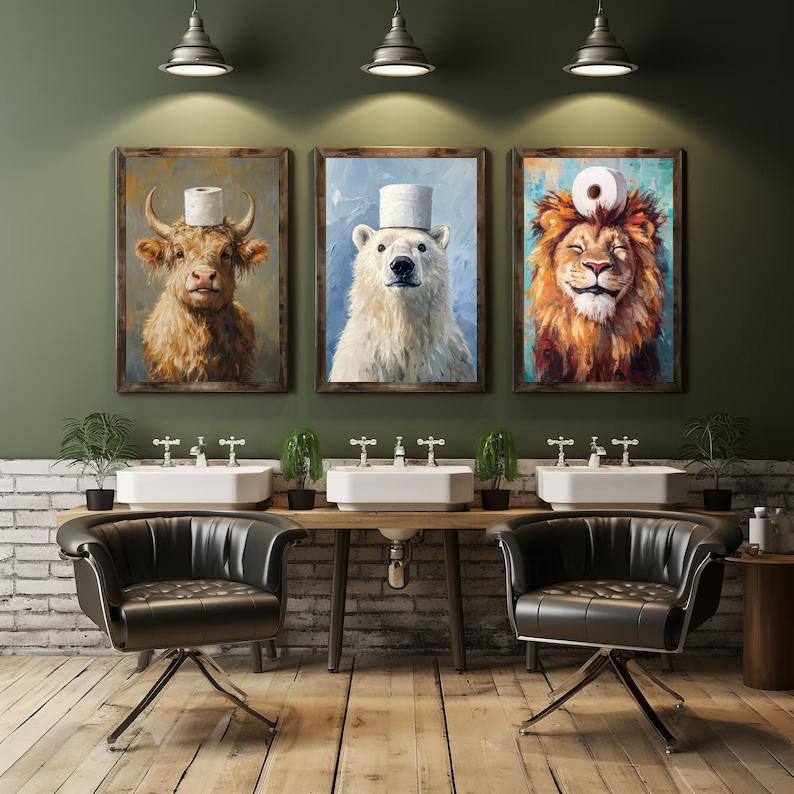 Cartoon Cute Funny Animals wit - Watercolor Poster Print review and price