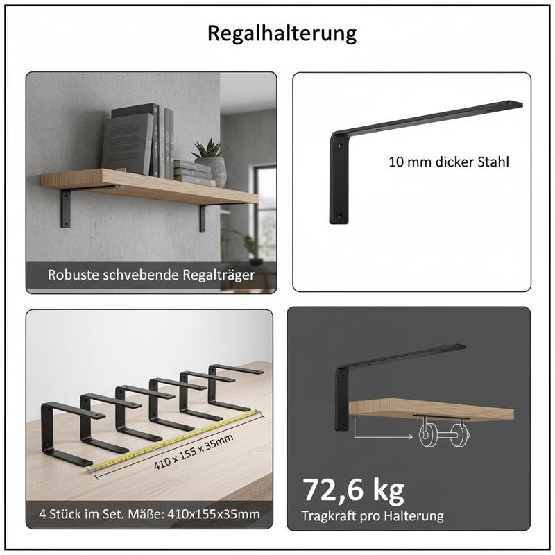Shelf Bracket, 16 x 6 in 4 Pcs - Floating Shelves review and price