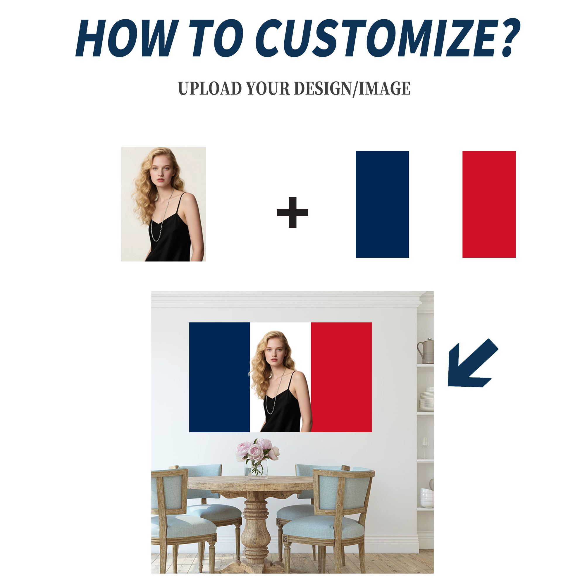 1pc 2D FLAT Personalize France - Home Decor Fabric review and price
