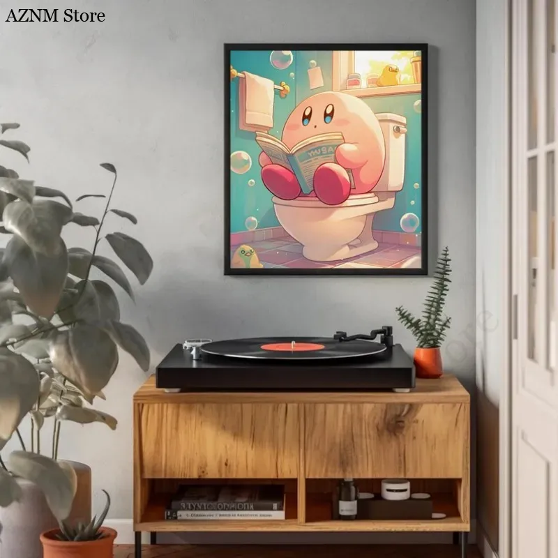 Funny Bathroom Cartoon Video G - Watercolor Poster Print review and price