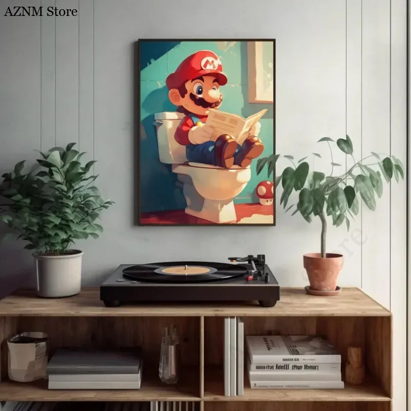 Funny Bathroom Cartoon Video G - Watercolor Poster Print review and price