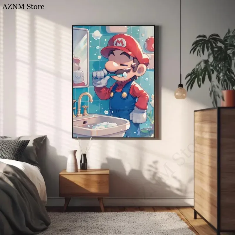 Funny Bathroom Cartoon Video G - Watercolor Poster Print review and price