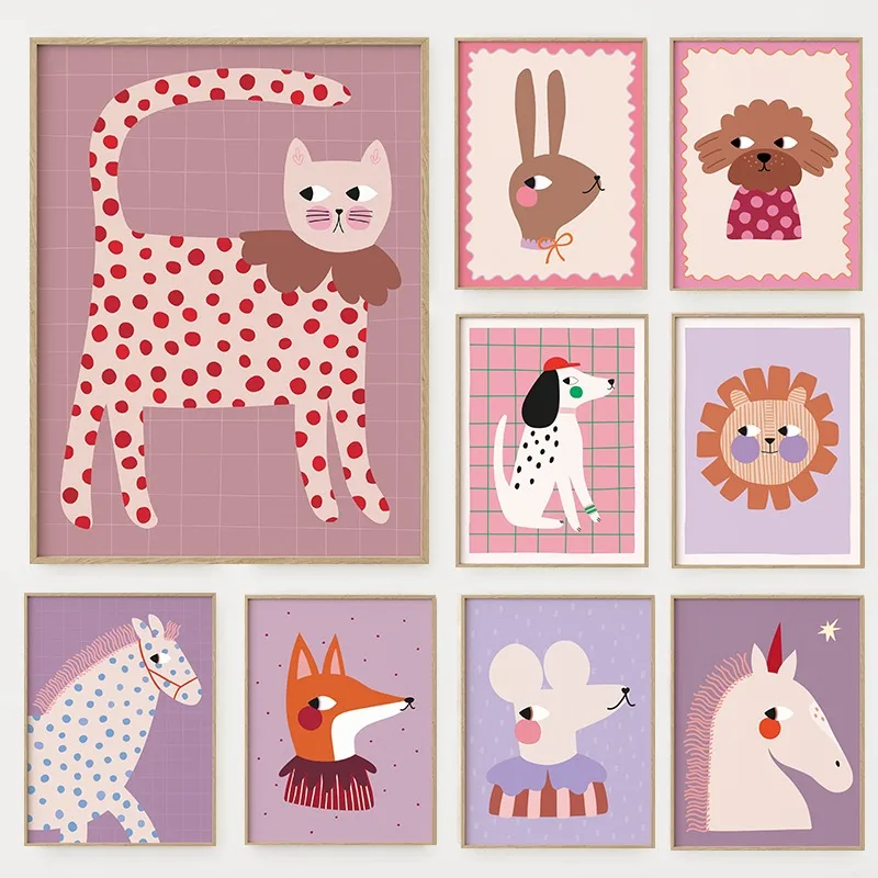 Cartoon Cute Animals Illustrat - Watercolor Poster Print review and price