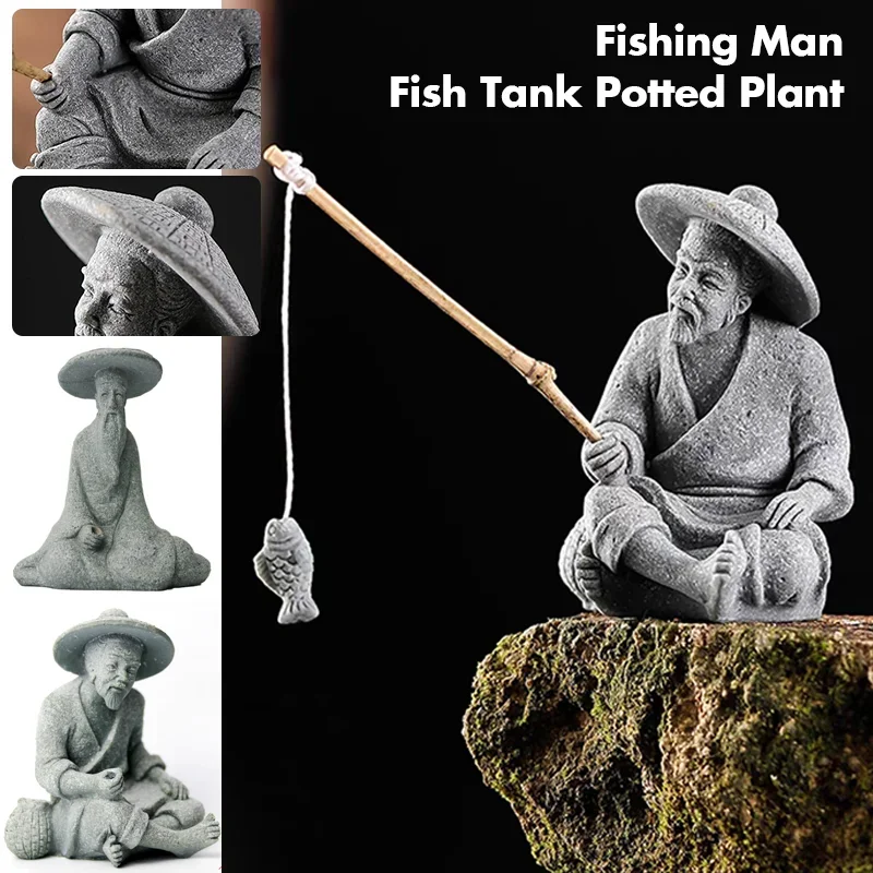 1pc Sitting Old Man Fish Tank  - Home Decor Za review and price