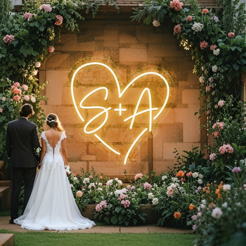 Custom Initials Heart LED Neon - Home Decor Happy review and price