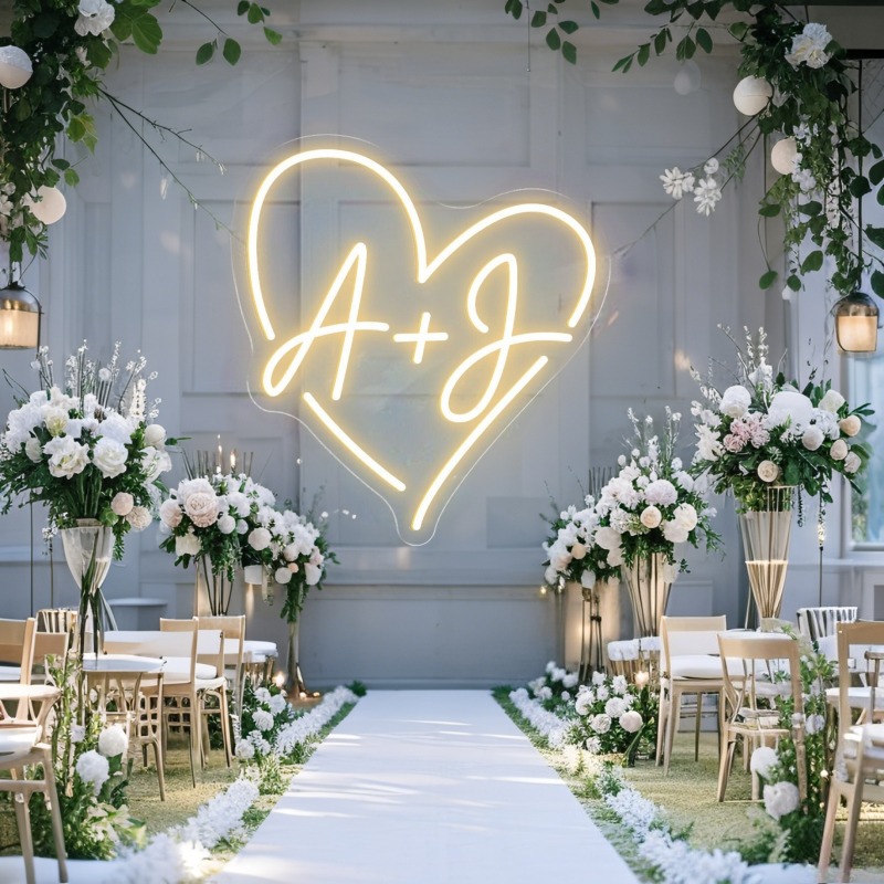 Custom Initials Heart LED Neon - Home Decor Happy review and price
