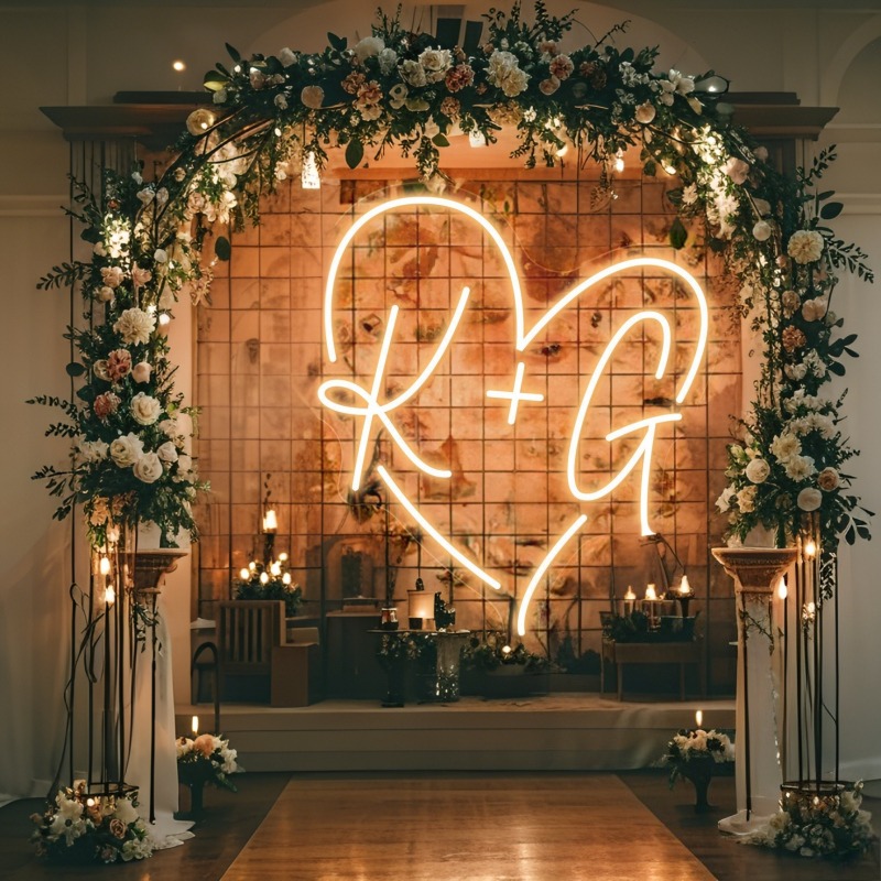 Custom Initials Heart LED Neon - Home Decor Happy review and price