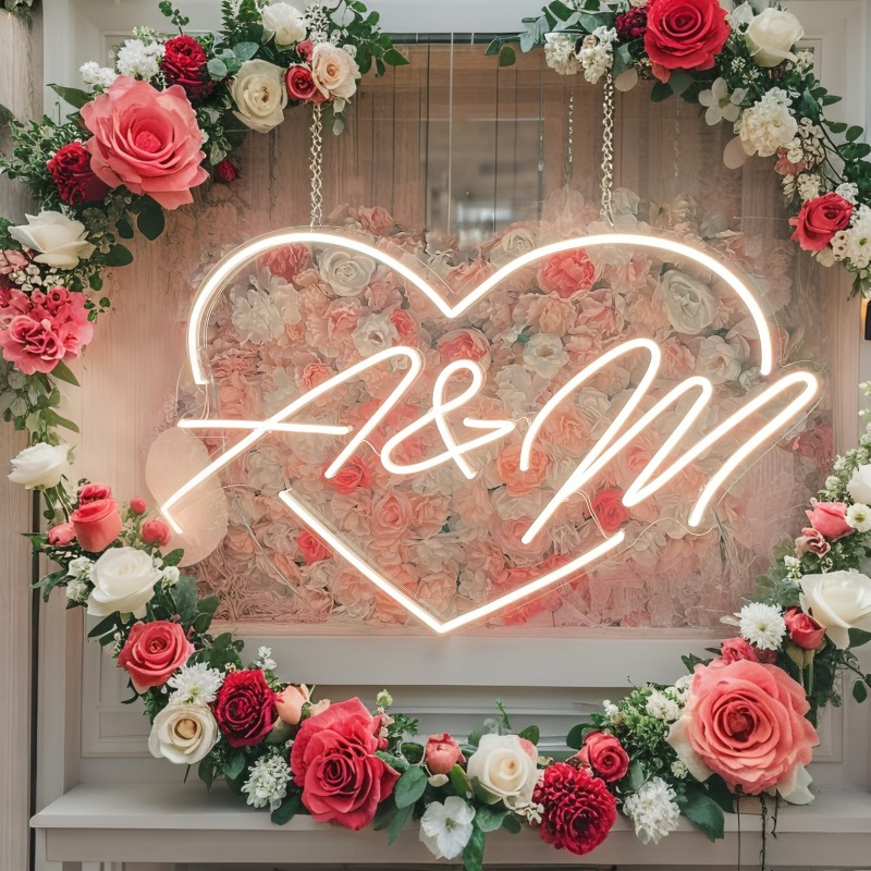 Custom Initials Heart LED Neon - Home Decor Happy review and price