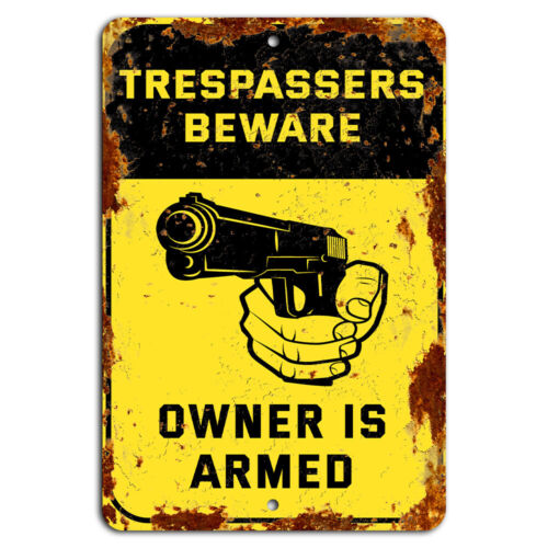 Trespassers Beware Owner is Ar - Home Decor Yellow review and price