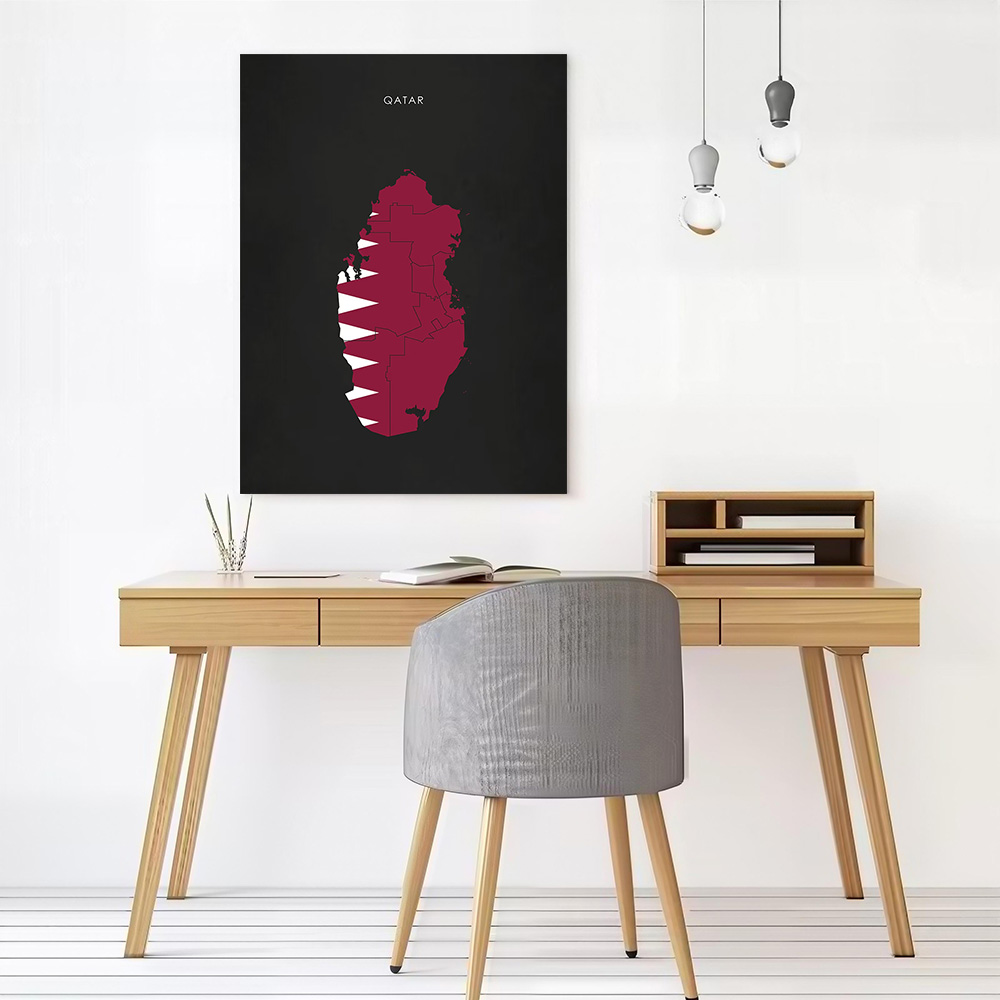 Qatar Flag Map Canvas Wall Art - Home Decor Qatar review and price