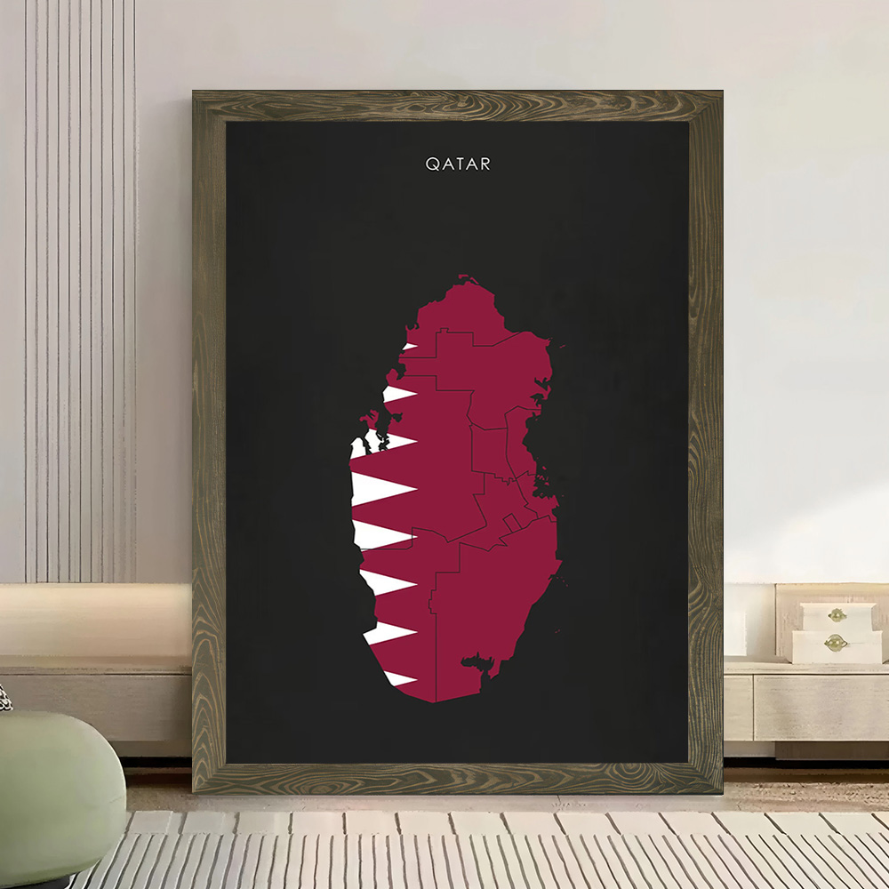 Qatar Flag Map Canvas Wall Art - Home Decor Qatar review and price
