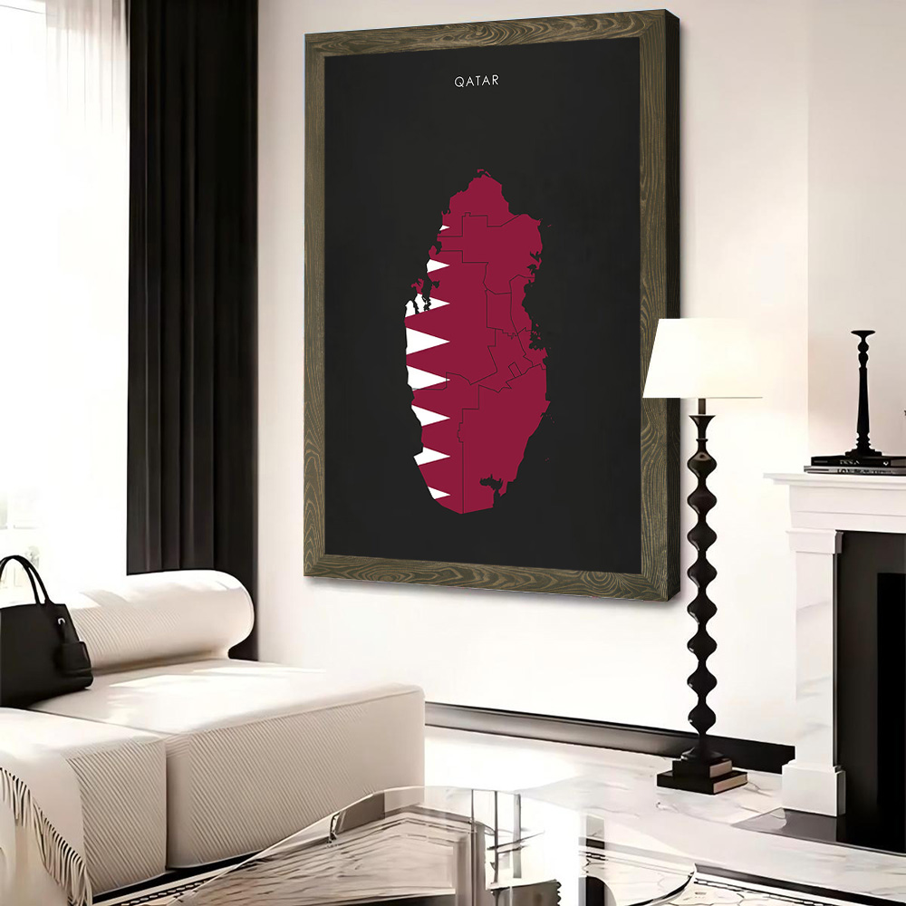 Qatar Flag Map Canvas Wall Art - Home Decor Qatar review and price
