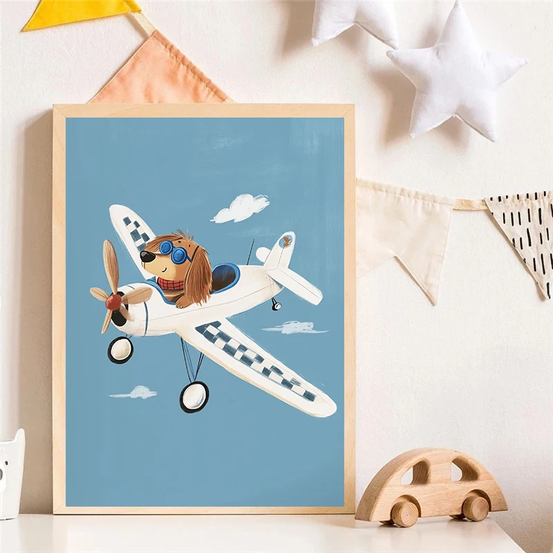 Dog Airplane Lion in Car Anima - Watercolor Poster Print review and price