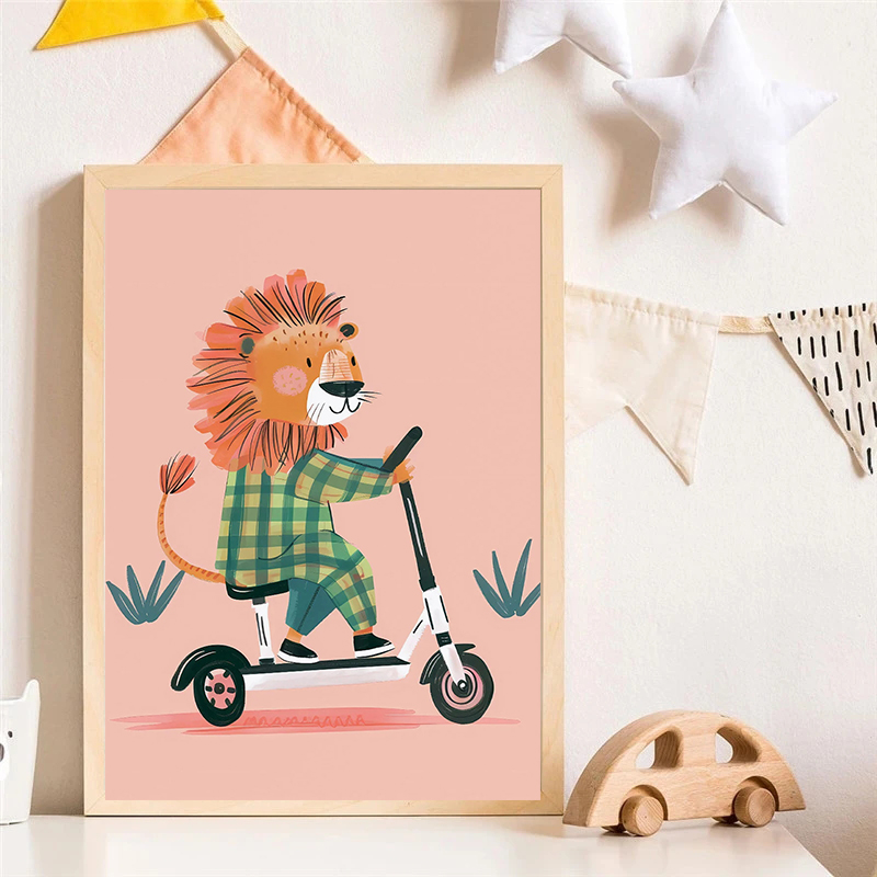 Dog Airplane Lion in Car Anima - Watercolor Poster Print review and price