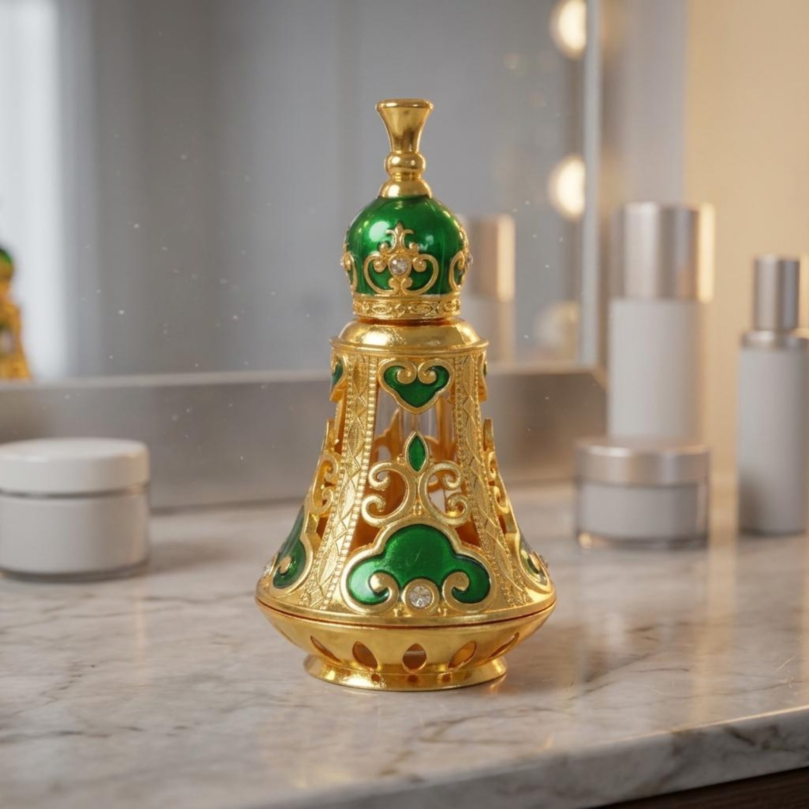 Ornate Perfume Bottle Faceted  - Home Decor Glass review and price