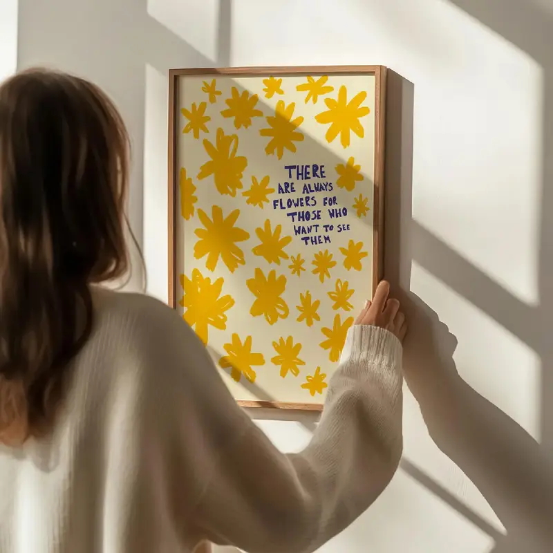 Bohemian Yellow Floral Canvas  - Home Decor Yellow review and price