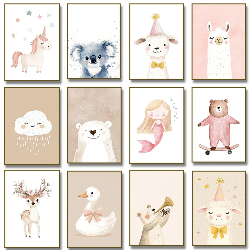 Cute Watercolor Unicorn Mermai - Watercolor Poster Print review and price