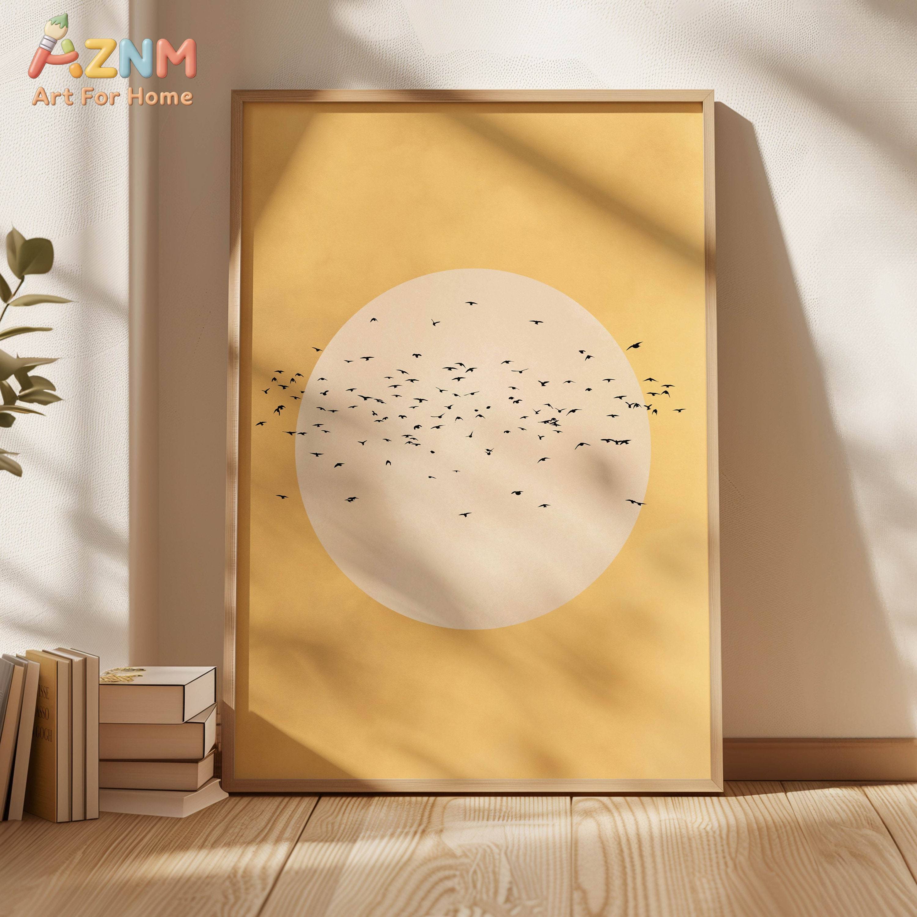 Sage Green Yellow Flock of Bir - Home Decor Yellow review and price