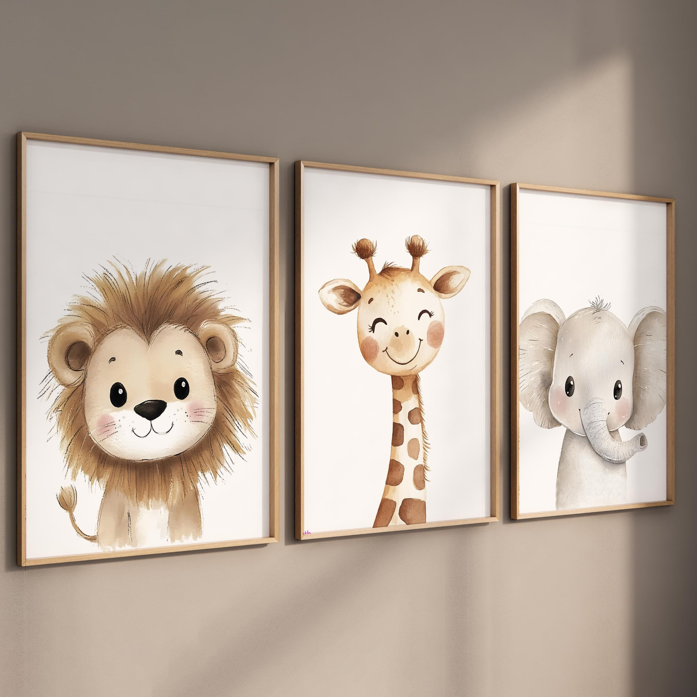 3pcs Safari Animal Nursery Pri - Watercolor Poster Print review and price