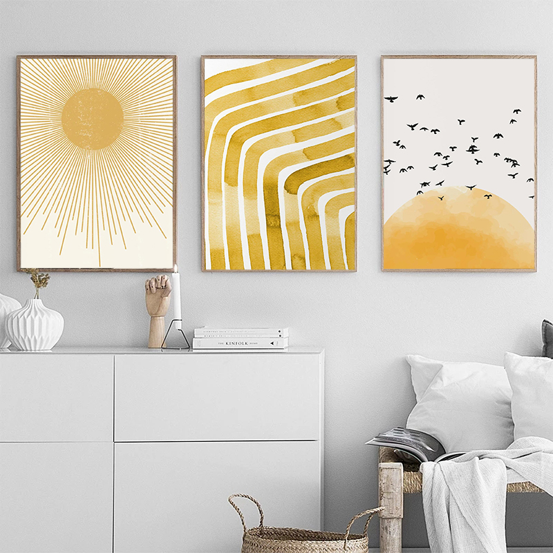 Minimalist Nature and Birds Su - Home Decor Yellow review and price