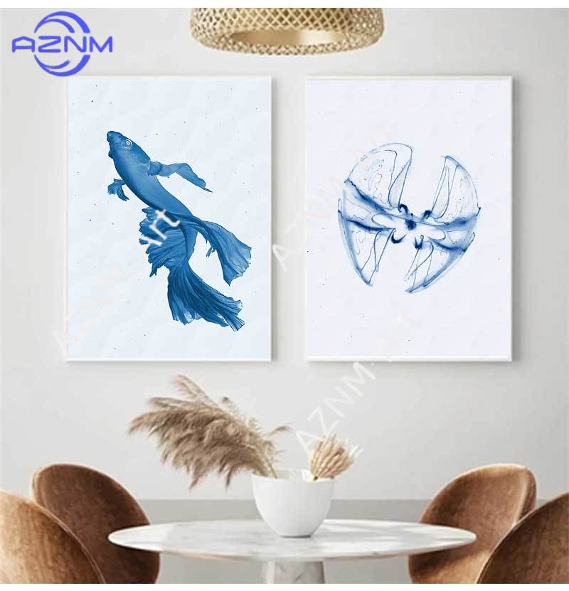 Retro Sea Animal Cyanea Jellyf - Watercolor Poster Print review and price