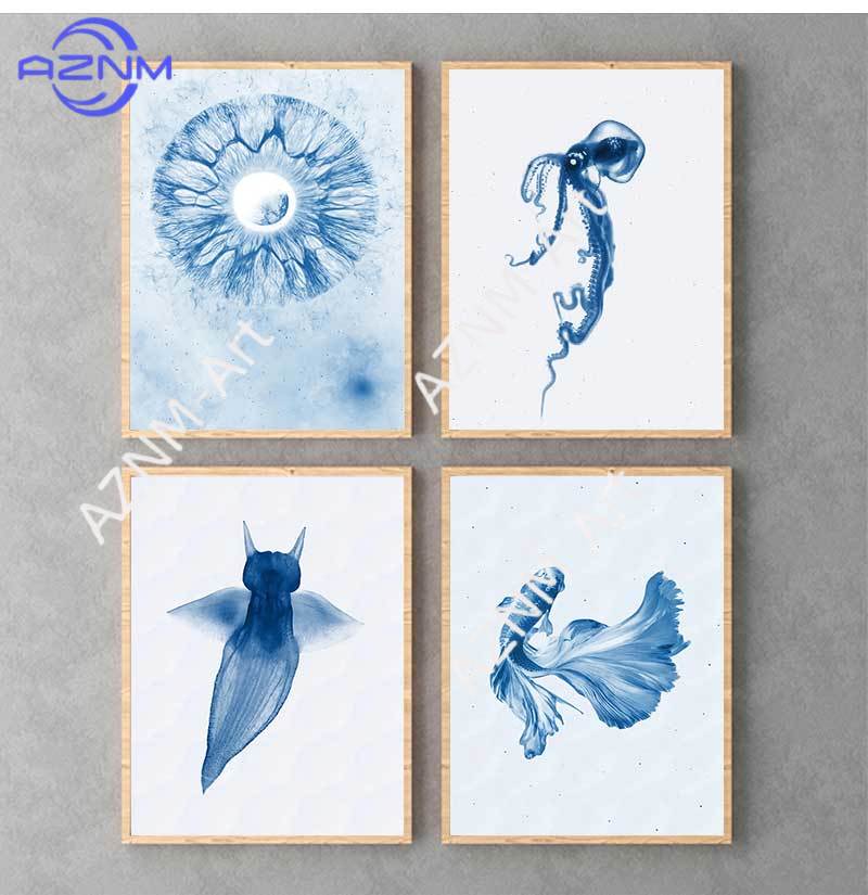 Retro Sea Animal Cyanea Jellyf - Watercolor Poster Print review and price
