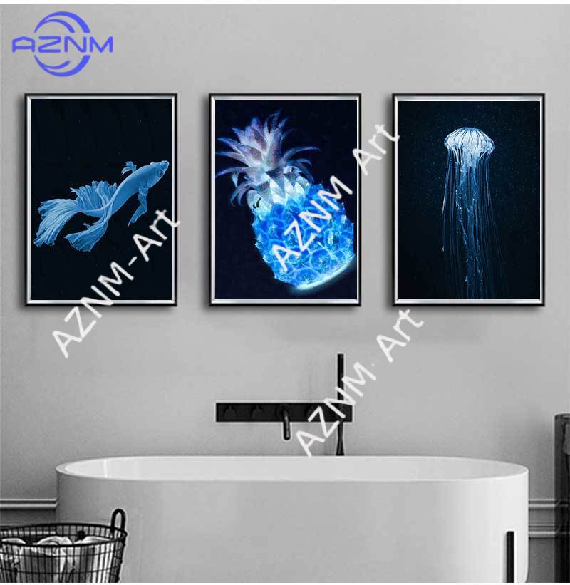 Retro Sea Animal Cyanea Jellyf - Watercolor Poster Print review and price