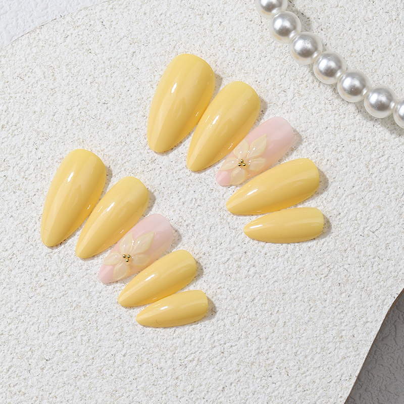 24PCS Yellow Almond Press On N - Home Decor Yellow review and price