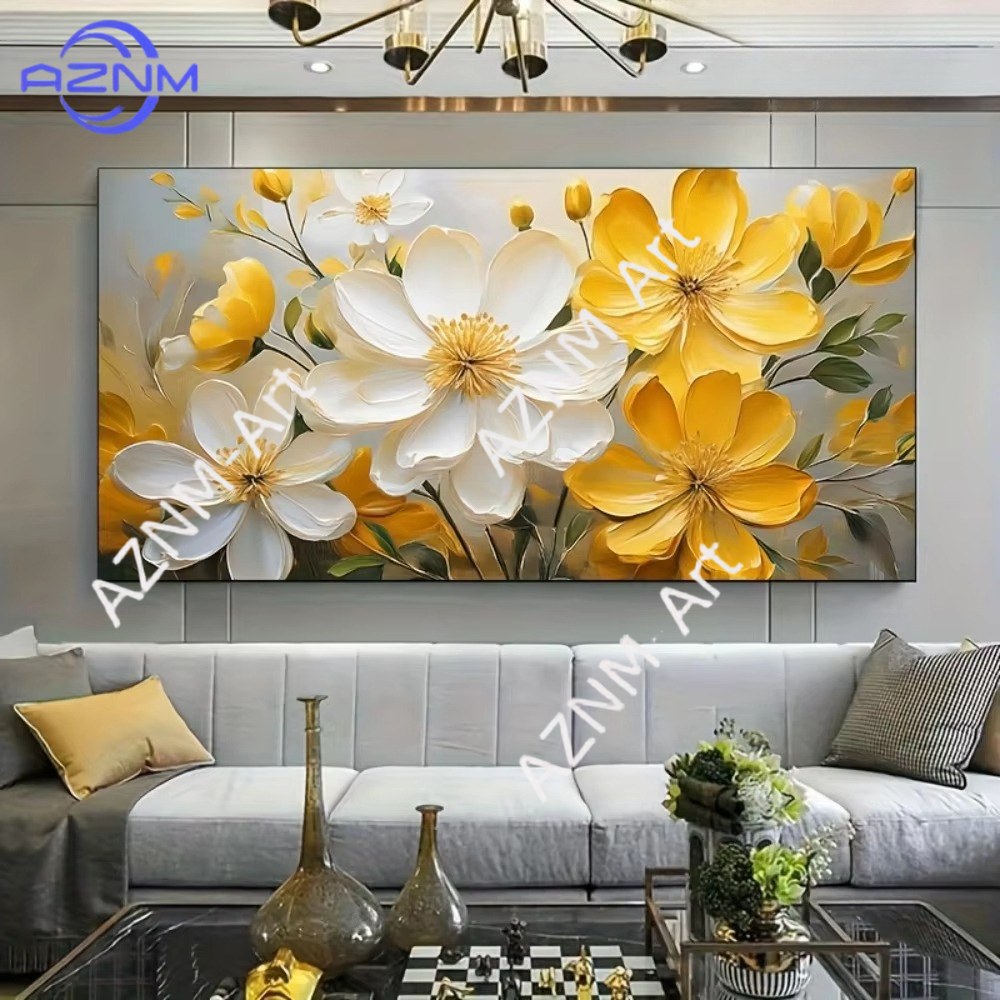 1PC ，Flat White and Yellow Flo - Home Decor Yellow review and price