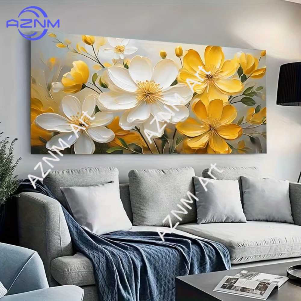 1PC ，Flat White and Yellow Flo - Home Decor Yellow review and price