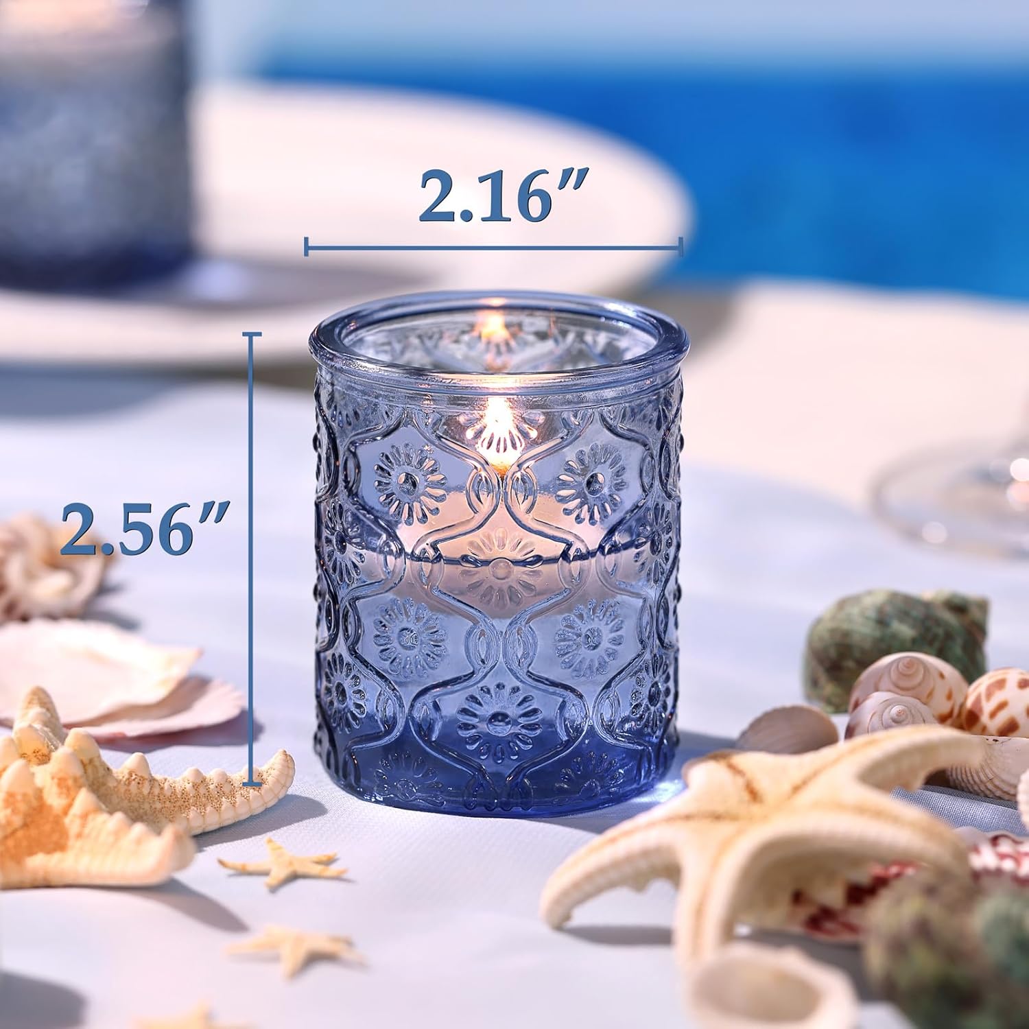 24pcs Blue Votive Candle Holde - Home Decor Glass review and price