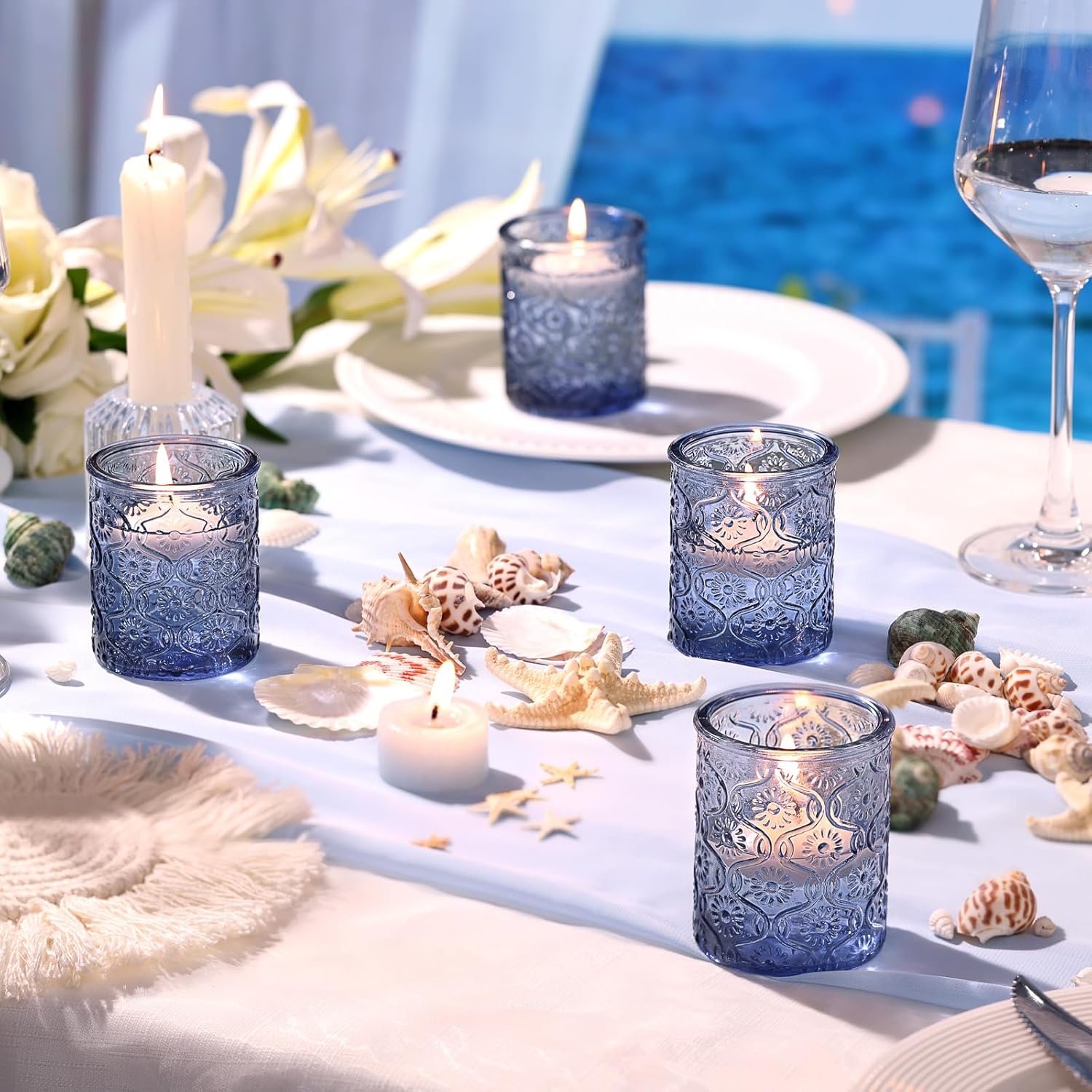 24pcs Blue Votive Candle Holde - Home Decor Glass review and price
