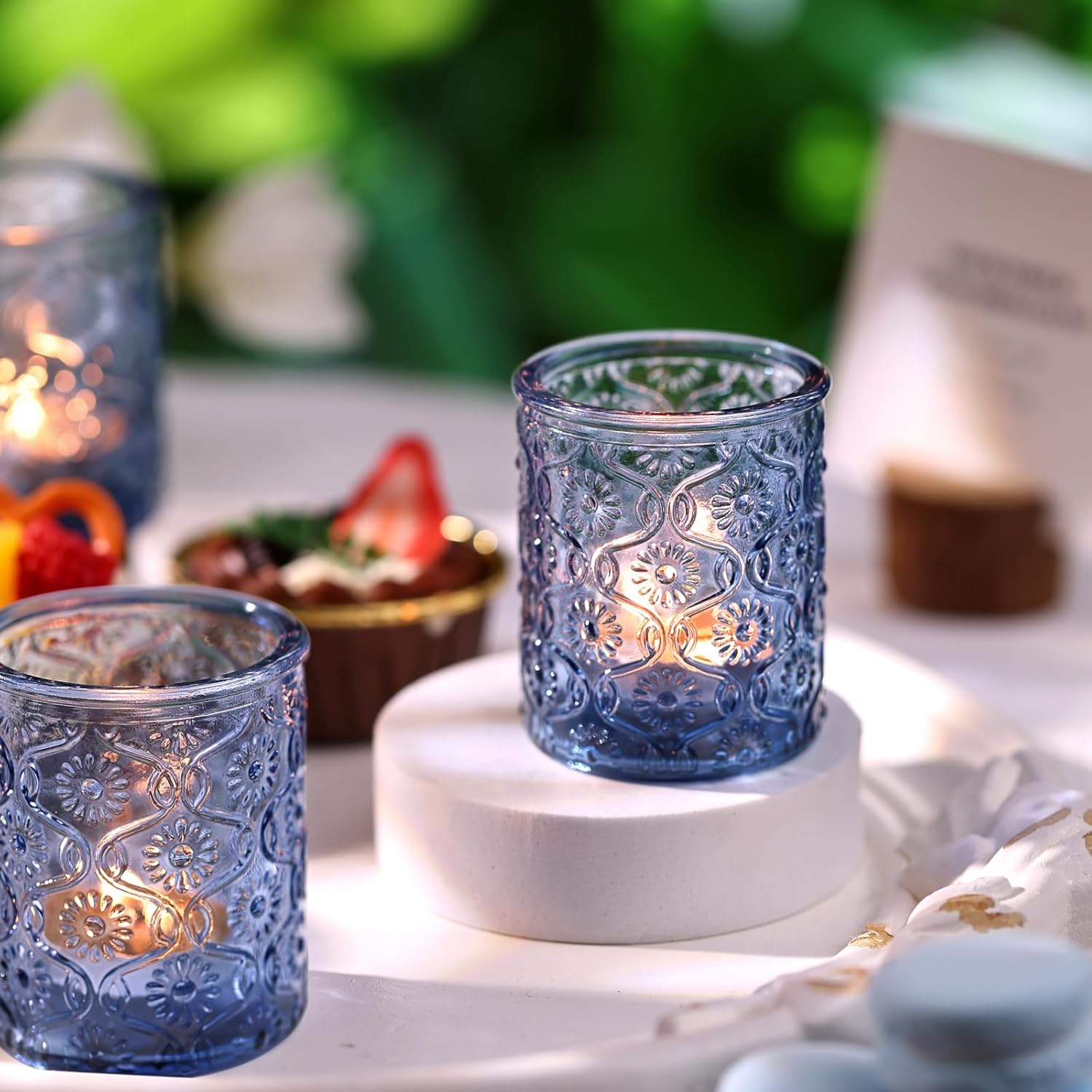 24pcs Blue Votive Candle Holde - Home Decor Glass review and price