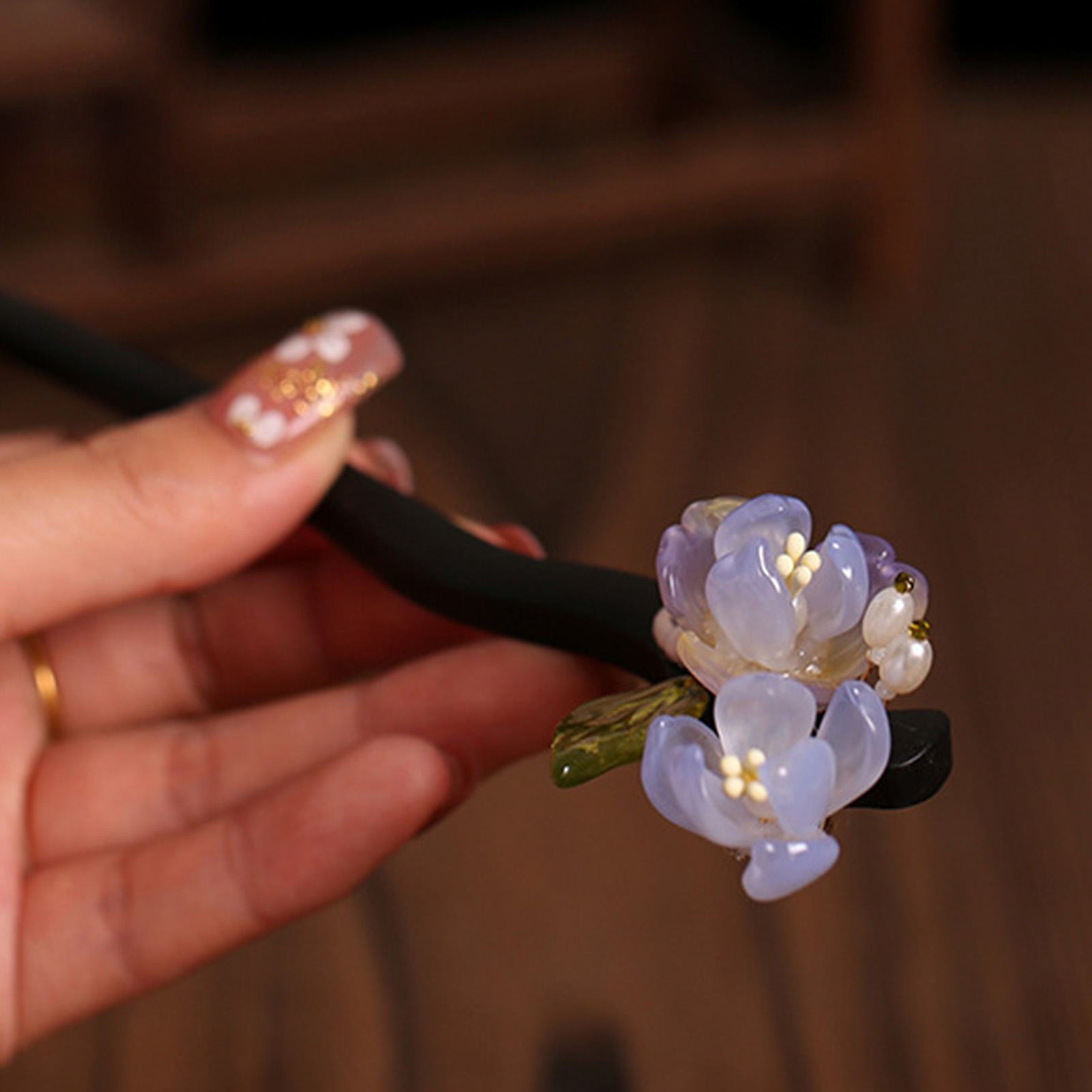 Vintage Wooden Flower Hairpin  - Home Decor Glass review and price