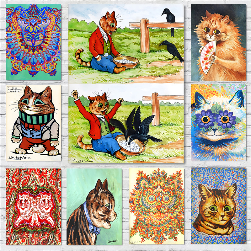 Louis Wain Illustration Exhibi - Watercolor Poster Print review and price